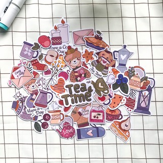 SET STICKER TEA TIME TRANG TRÍ SỔ BULLET JOURNAL, DÁN ĐIỆN THOẠI, MÁY TÍNH