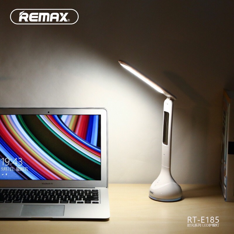 REMAX RT / E185 : Đèn bàn LED tích điện chống cận 3 chế độ sáng - Hiển thị Ngày,Giờ,Nhiệt độ và Có báo thức