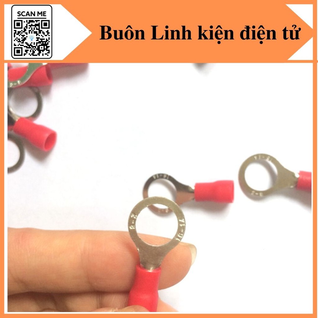 100 Đầu cos tròn RV2-8, cos chữ O, RV2-8, Đầu cốt tròn 2-8, đầu cos dây điện