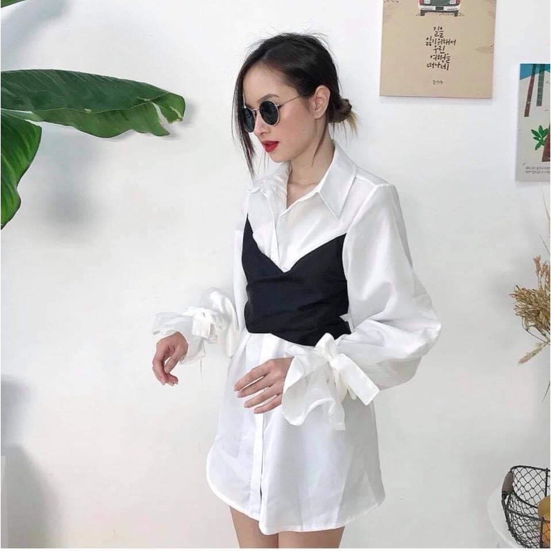 DODO SHIRT - ÁO SOMI TAY KIẾNG PHỐI ĐEN