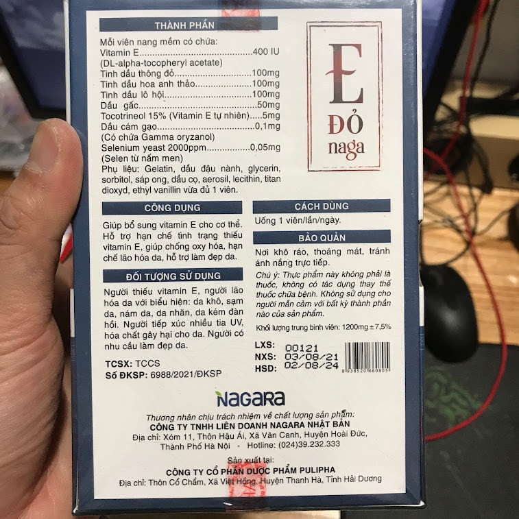 ✅  viên uống vitamin e đỏ Naga bổ sung tinh dầu hoa anh thảo vitamin e đỏ đẹp da chống lão hoá giảm nám
