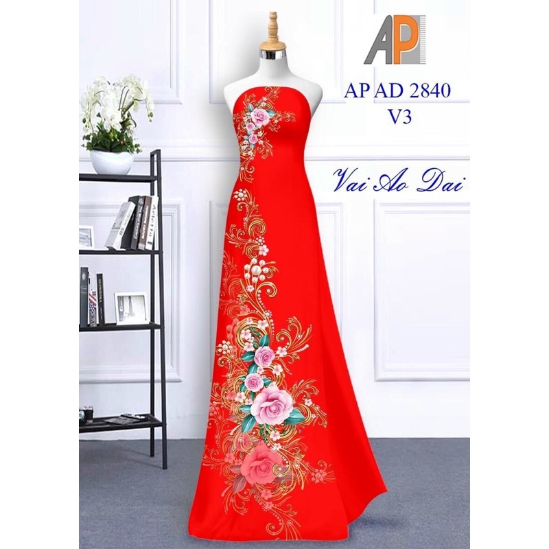Vải áo dài hoa Hồng