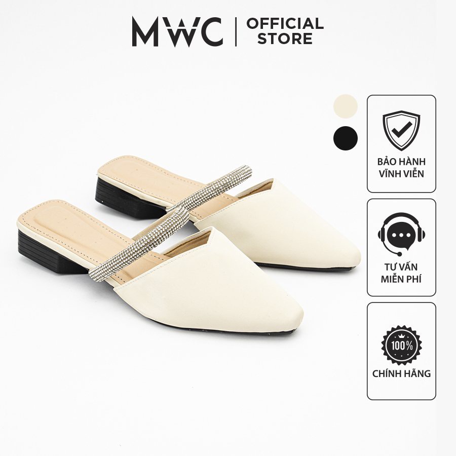 Dép MWC 4350 - Dép Sục Nữ Mũi Nhọn Phối Quai Mảnh Đính Đá Trẻ Trung Thanh Lịch