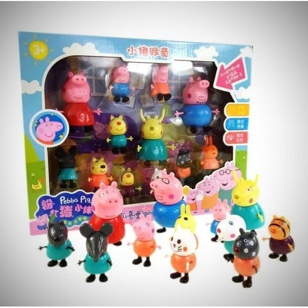 Bộ 12 búp bê Pep pa Pig bổ sung cho trò chơi ngôi nhà, sân chơi và hoạt cảnh của gia đình heo Pep pa và những người bạn