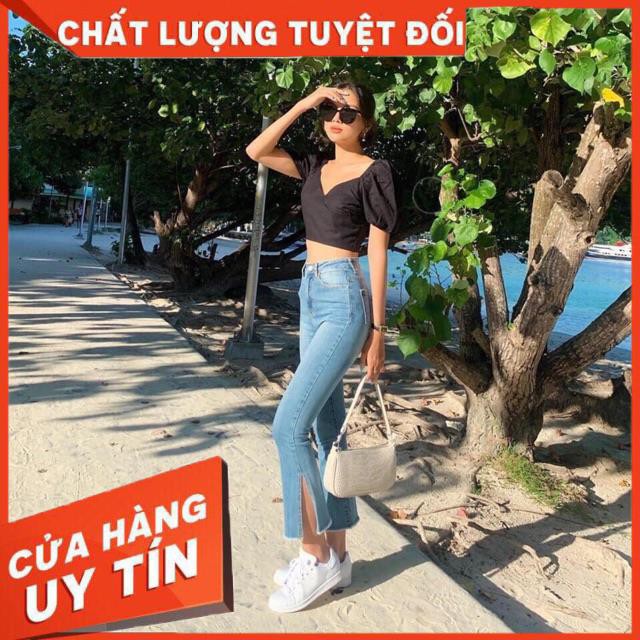 [hình thật] QUẦN JEANS ỐNG LOE ỐNG XẺ 1 bên- chất jeans đẹp xuất sắc