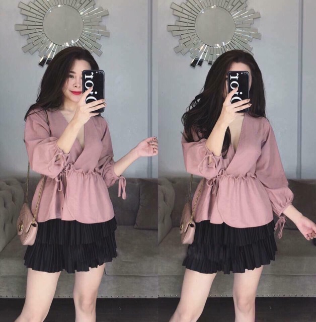 Áo kiểu Ribbon Top MH chất lụa mềm mịn