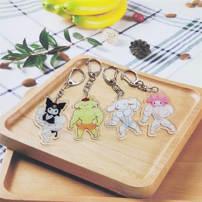 Móc Khóa Hình Nhân Vật Hoạt Hình Anime Cơ Bắp Macho Sanrio Bằng Acrylic Độc Đáo
