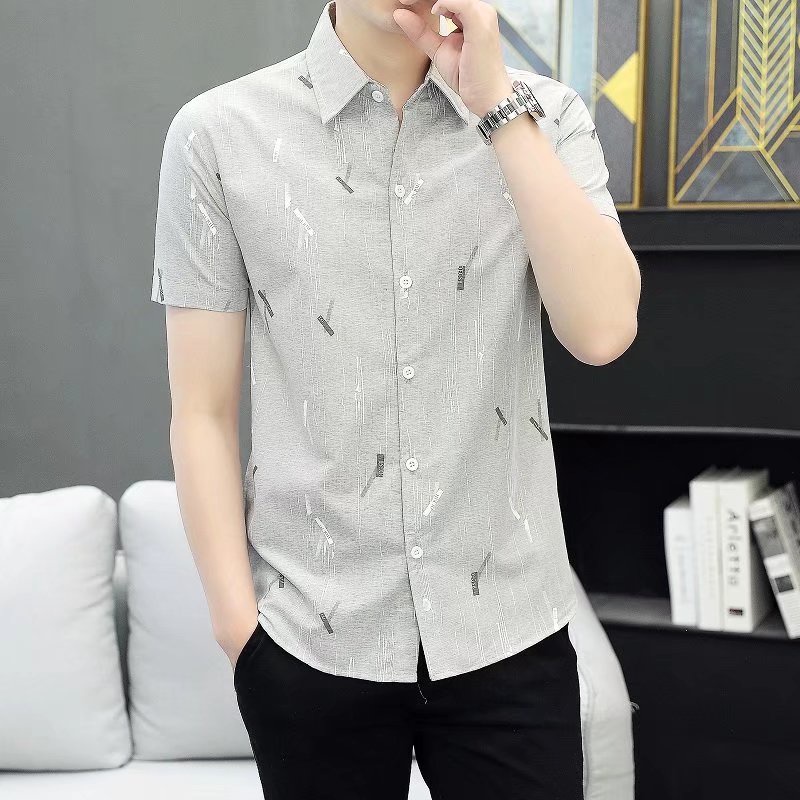 Áo Sơ Mi Nam Tay Ngắn Họa Tiết Caro Phong Cách Hàn Quốc Mới