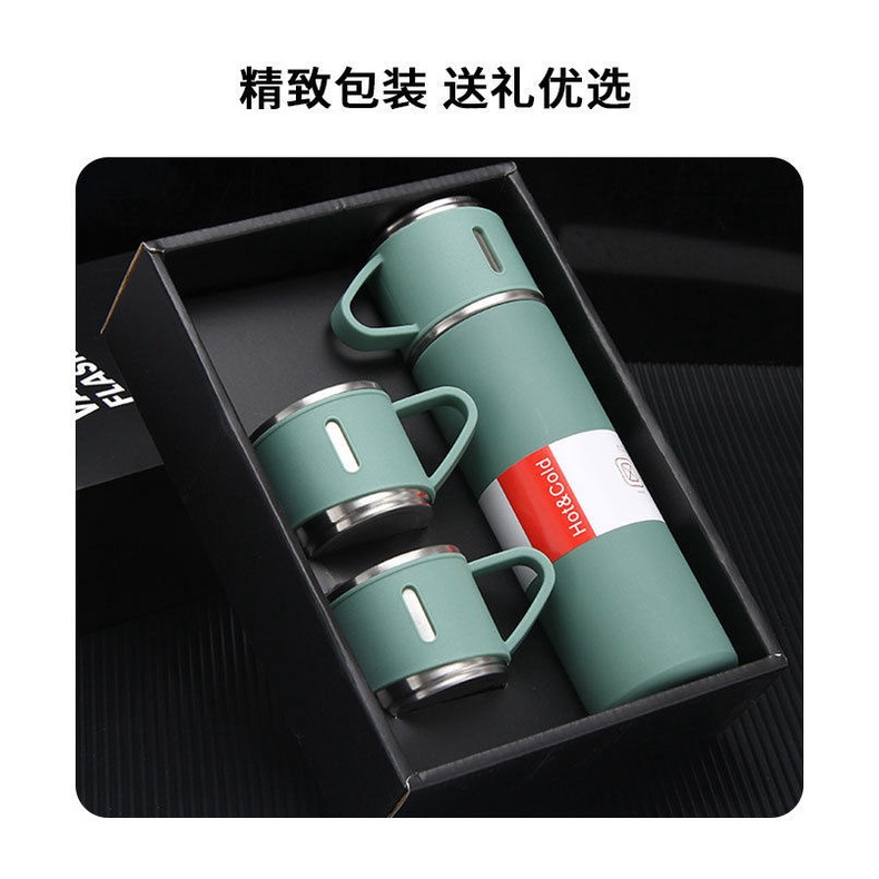Set Bình Giữ Nhiệt iNox 500ML Kèm 3 Cốc Cực Xịn VACUUM FLASK SET