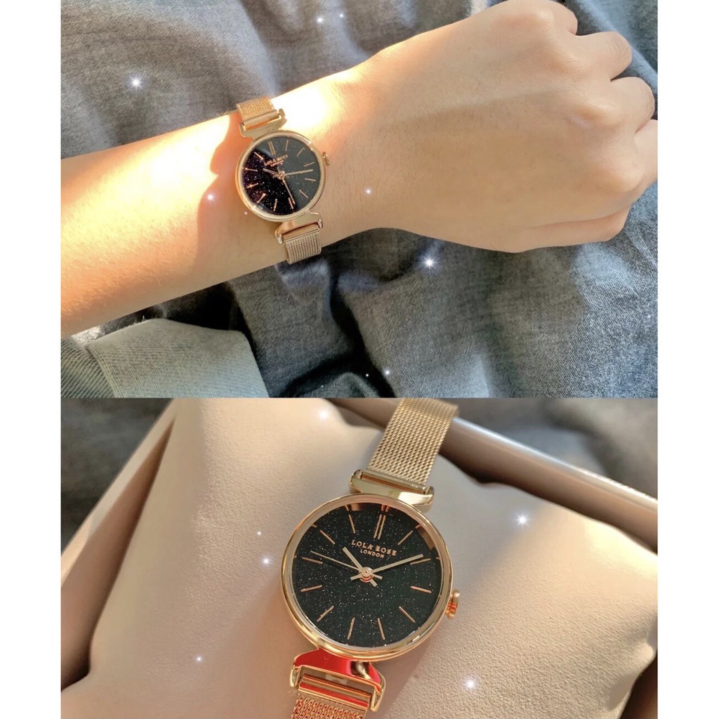 Đồng hồ nữ LolaRose dây kim loại mặt tròn 24mm galaxy lấp lánh sang trọng thời trang LR4048 | BigBuy360 - bigbuy360.vn