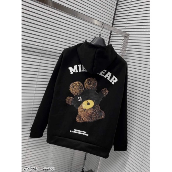Áo nỉ hoodie mikenbia gấu mũ 2 lớp siêu đẹp