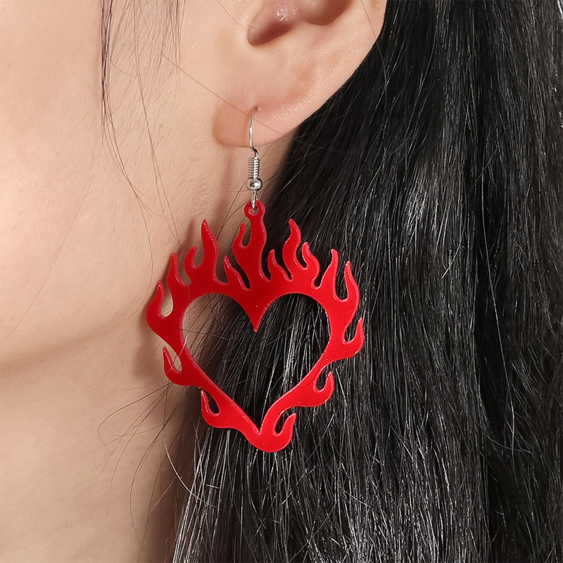 Bông Tai Hình Ngọn Lửa / Trái Tim Bằng Acrylic Siêu Nhẹ Phong Cách Boho Thời Trang Cho Nữ