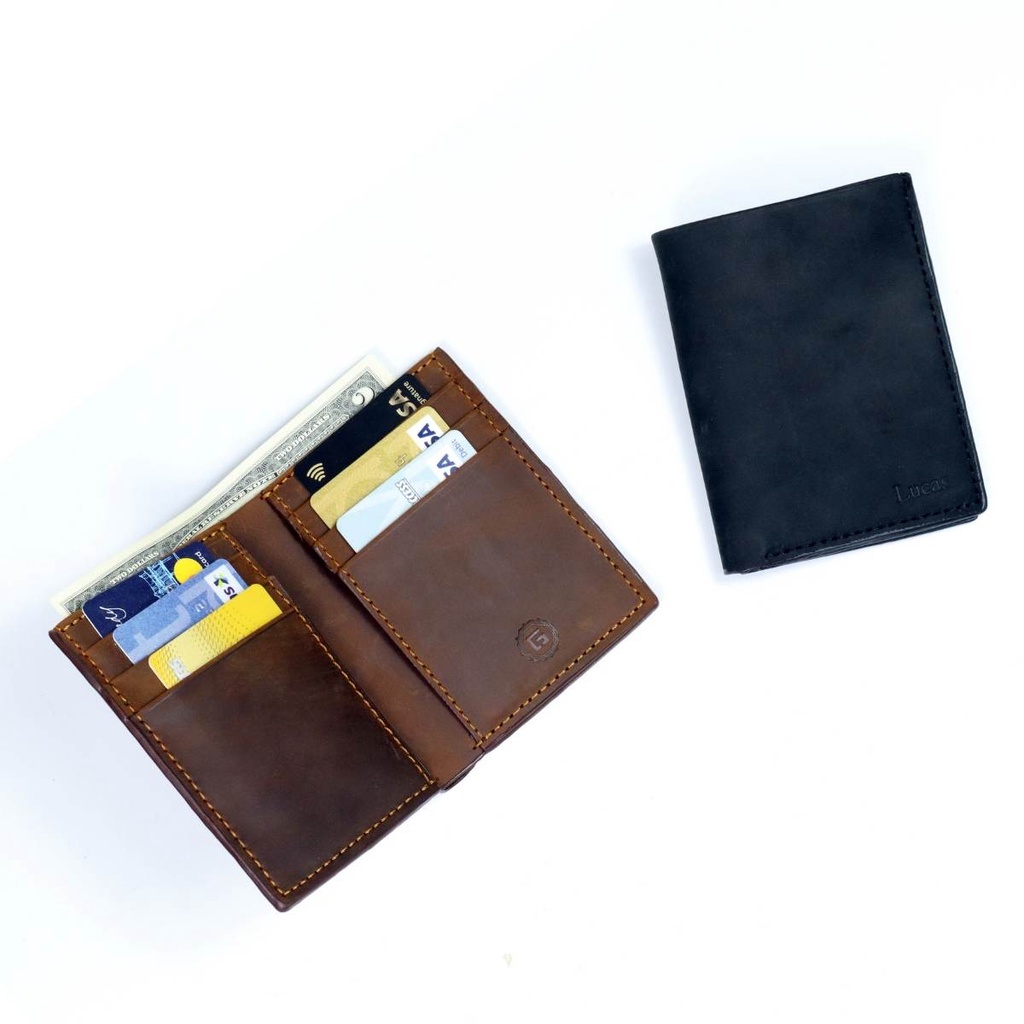 Ví nam gập đôi da bò Crazy Horse may thủ công Handmade 100%, chính hãng Lucas Shoes, bảo hành 6 tháng