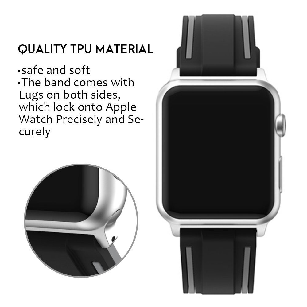 Dây đeo thay thế chất liệu silicon phối 2 màu thời trang cho Apple Watch Series 1 2 3 4 5 6 SE 7