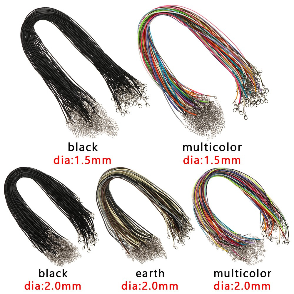 🎉ONLY🎉 50PCS DIY Accessories Necklace Cord Jewellery Findings Lobster Clasp Wax String Handicraft Making Pendant Line Bracelet Rope Adjustable Length Extension Chain/Multicolor