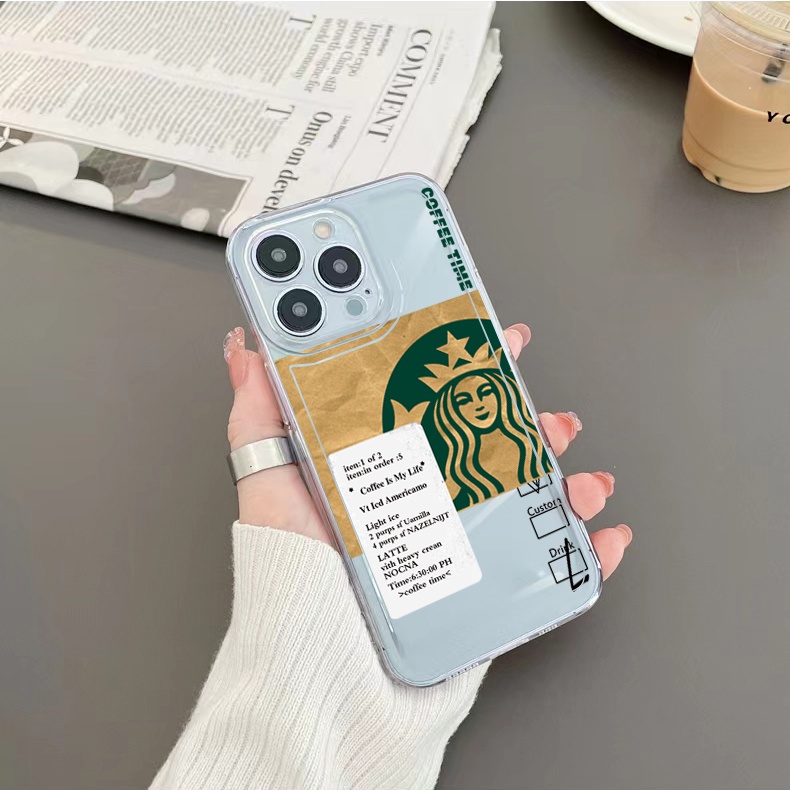 Ốp Điện Thoại TPU Gel Đệm Khí Hình Starbucks Cho iPhone 13 Pro Max 14 12 iPhone 11 XR 8 7 SE 2022
