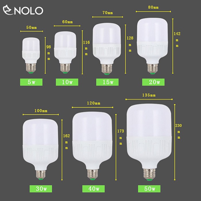 Đèn Bulb PD07 Led Bán Dẫn Hình Trụ Chui E27 Nhiều Công Suất 5W 10W 15W 20W 30W 40W 50W Ánh Sáng Trắng 6500K