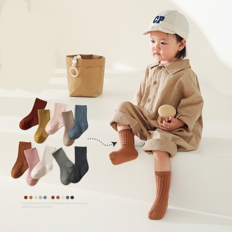 Tất Cho Bé 𝑭𝒓𝒆𝒆𝒔𝒉𝒊𝒑Set 4 đôi Tất Cao Cổ Vớ Sợi Tre Kháng Khuẩn Cho Bé - SAMKID