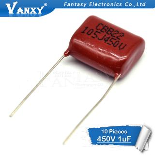 Set 10 tụ điện polypropylene 1uf 450v Cbb 15mm 105 450v 1uf tiện dụng
