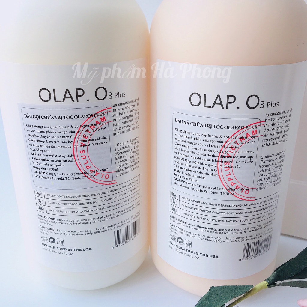 Bộ Cặp Dầu Gội OLAP O3 Plus, Dầu Xả OLAP O3 Biotin &amp; Collagen Phục Hồi  Chuyên Sâu 800mlx2 Chính Hãng