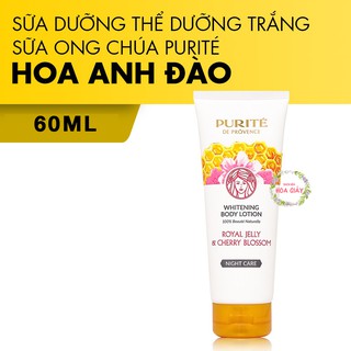 Sữa Dưỡng Thể Dưỡng Trắng Sữa Ong Chúa Purite Hương Hoa Anh Đào 60Ml Ban Đêm Purité