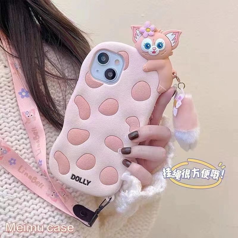 Ốp Điện Thoại Mềm Họa Tiết Hoạt Hình Gắn Dây Đeo Và Quả Bông Chống Sốc iPhone 7 8P X XS XR 11 12 13promax