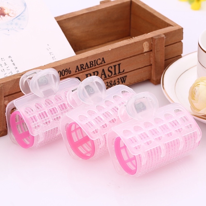 Set 3 lô cuốn tóc Hàn Quốc lõi nhựa siêu to dài tự dính uốn mái dài