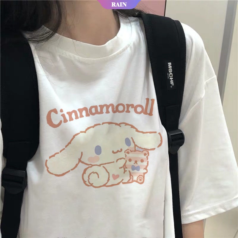 Áo Thun Tay Ngắn Dáng Rộng In Họa Tiết Hoạt Hình Sanrio Cinnamoroll Đáng Yêu Cho Nữ