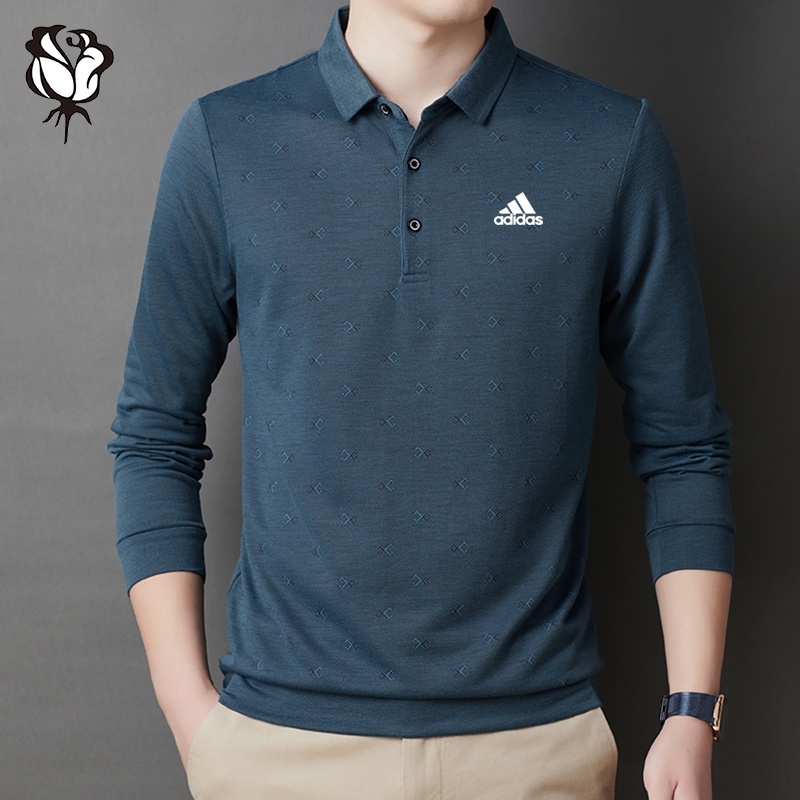 Áo thun polo tay dài có cổ 3 màu sắc thời trang dành cho nam giới trung niên