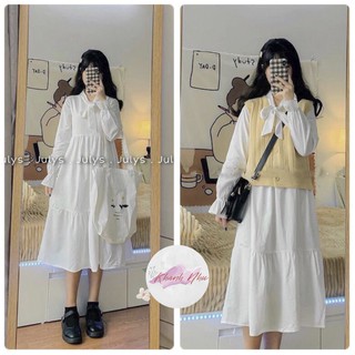 Váy babydoll nơ cổ - đầm babydoll nơ ngực 🦋
