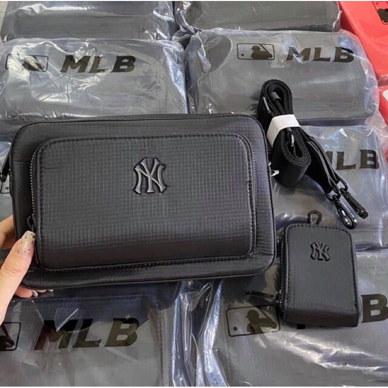 [ẢNH THẬT] 🔥 Túi MLB Đeo Chéo 2 Ngăn Bản To Logo Nổi 3 Màu Cá Tính Siêu Hot Unisex (FULL TAG + TẶNG KÈM BOX) 🔥