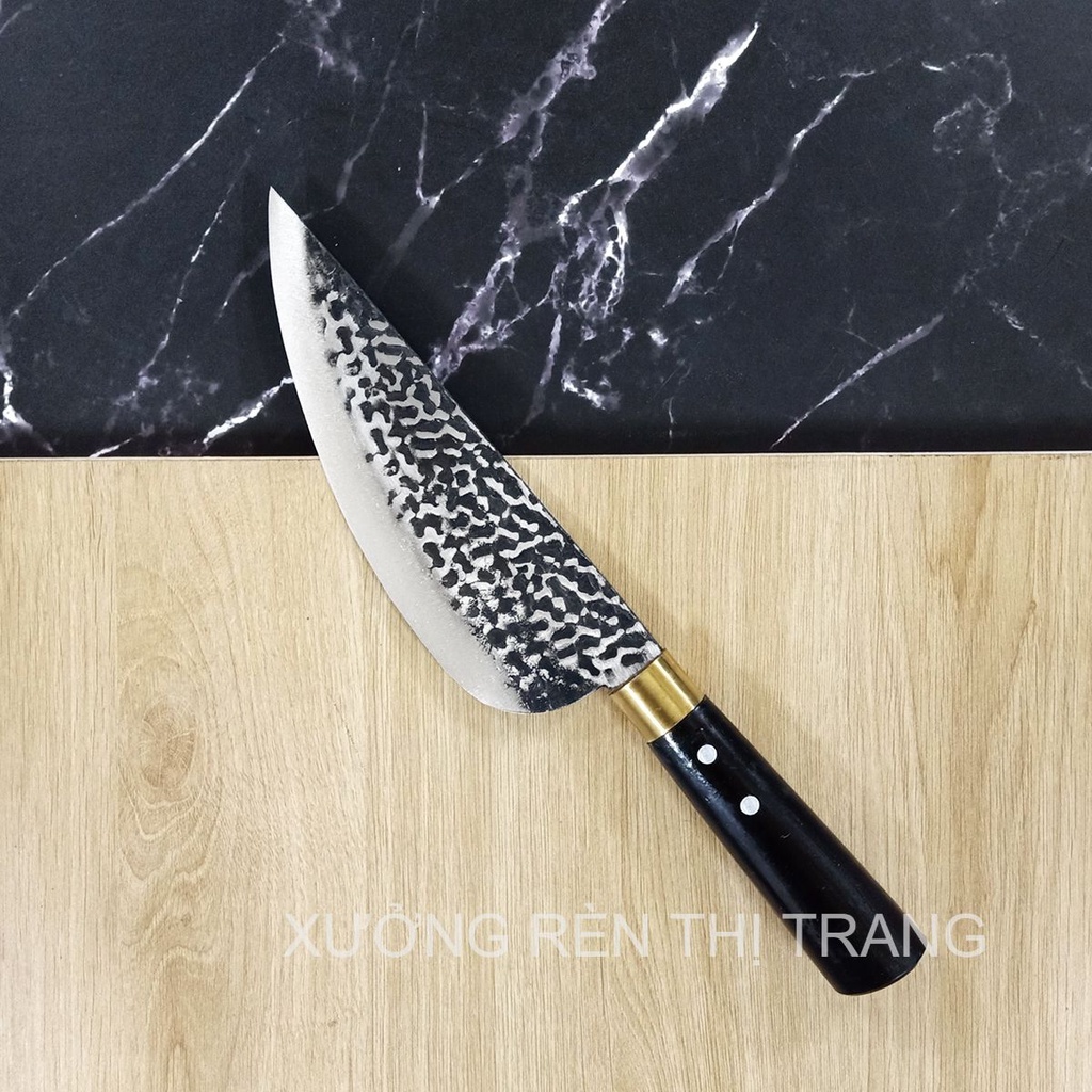 Bộ Dao Nhà Bếp Thép Nhíp - Dập Vân 2 Mặt, Dùng Chặt Cây, Chặt Xương, Thái Gọt