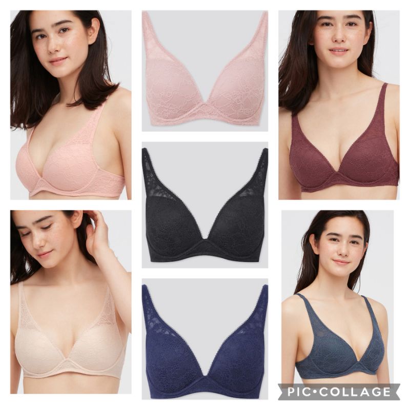 (UNIQLO Nhật chính hãng) Áo lót/ Áo ngực không gọng đệm vừa nâng ngực Wireless Bra Shape Lift ren cao cấp