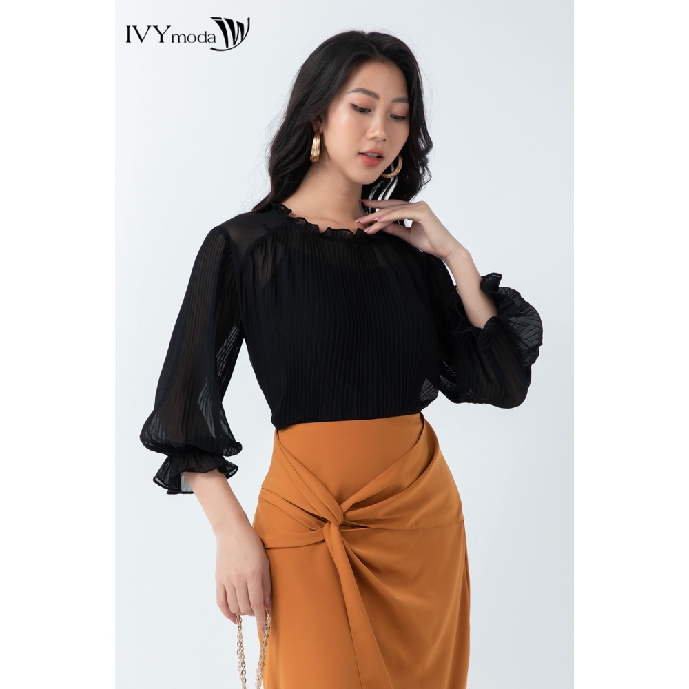 Áo sơ mi nữ dập ly IVY moda MS 16M6515