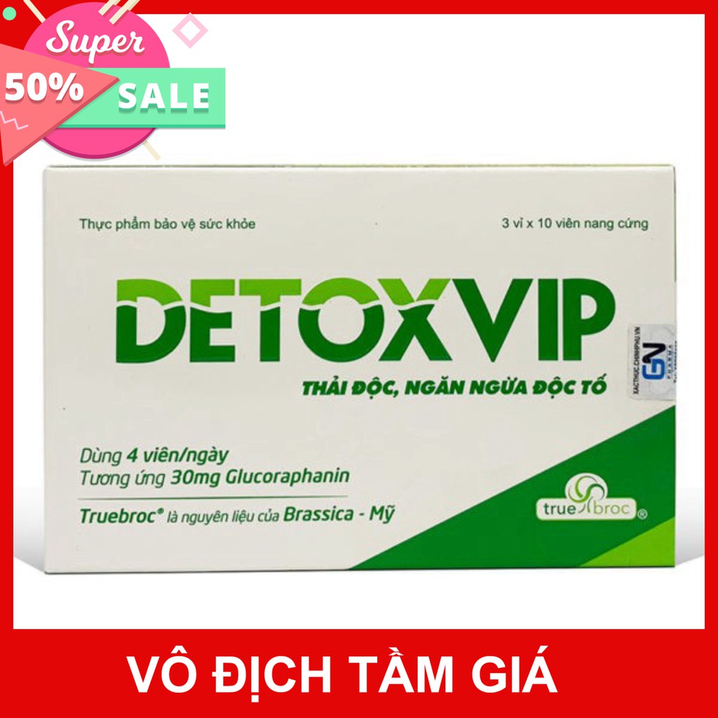 Viên thải độc Detoxvip – Hỗ trợ chống oxy hóa, thanh lọc cơ thể (Hộp 30 viên)