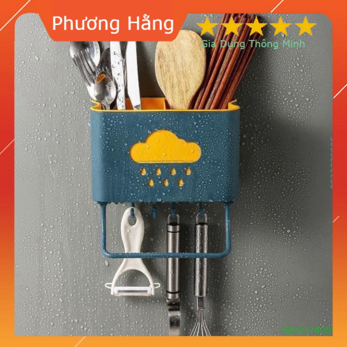 Kệ để đồ đa năng cho nhà tắm, nhà bếp hình đám mây, có các móc treo đồ và thanh phơi khăn tiện ích
