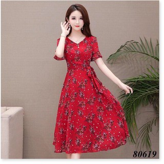 Đầm xòe hoa nhí tay ngắn sang trọng - lịch thiệp - quý phái cho nàng TH FASHION HP