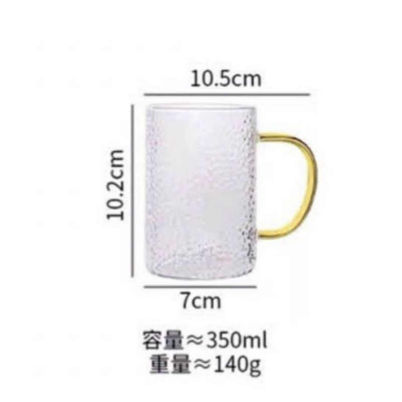 Cốc thủy tinh quai sần cao cấp chịu nhiệt 350ml