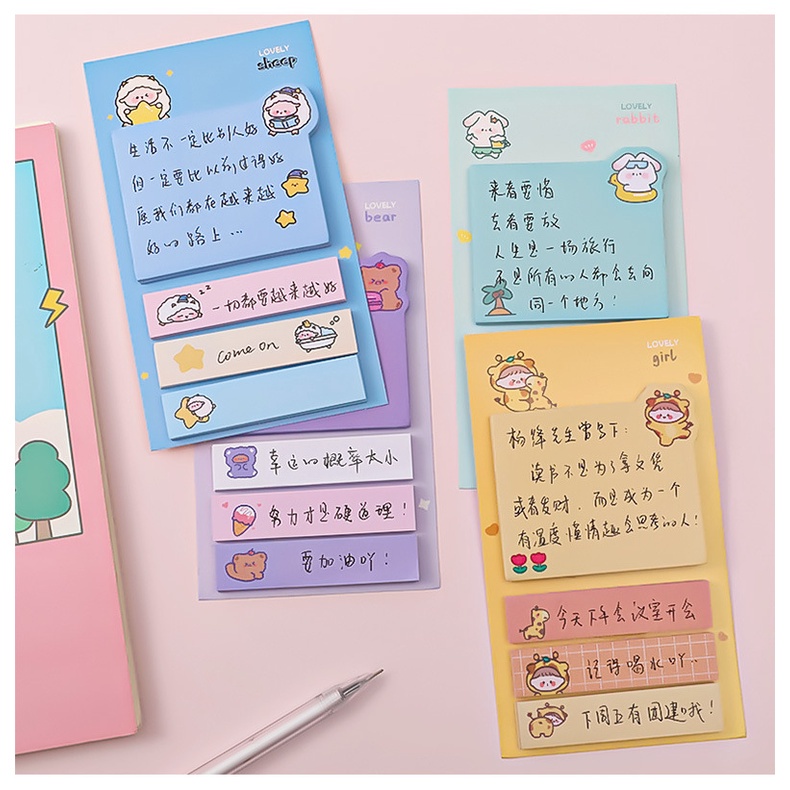 Sinh viên dễ thương động vật vật nuôi post-it ghi chú văn phòng phẩm tin nhắn văn phòng phẩm n lần nhãn dán giấy dính ghi chú