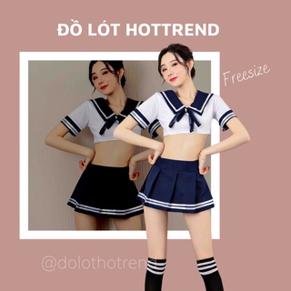 Bộ đồ ngủ sexy Cosplay nữ sinh trung học nóng bỏng - Tặng kèm tất gối kẻ nữ sinh - Đồng phục nữ sinh trung học