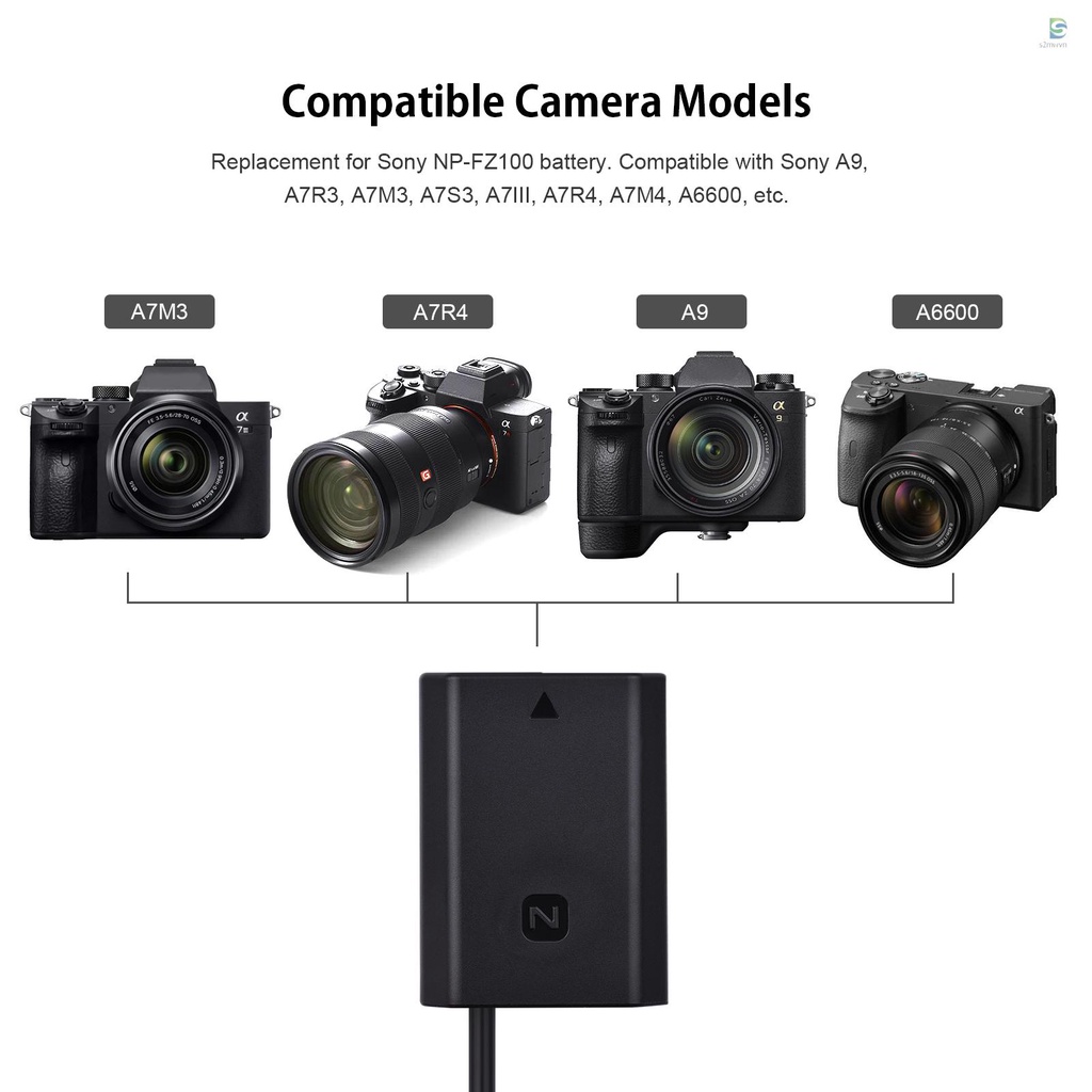 Dây cáp nguồn Andoer DR-FZ100 DC thay thế cho pin máy ảnh Sony A9 A7R3 A7M3 A7S3 A7I A7I600 A7R4 A6s