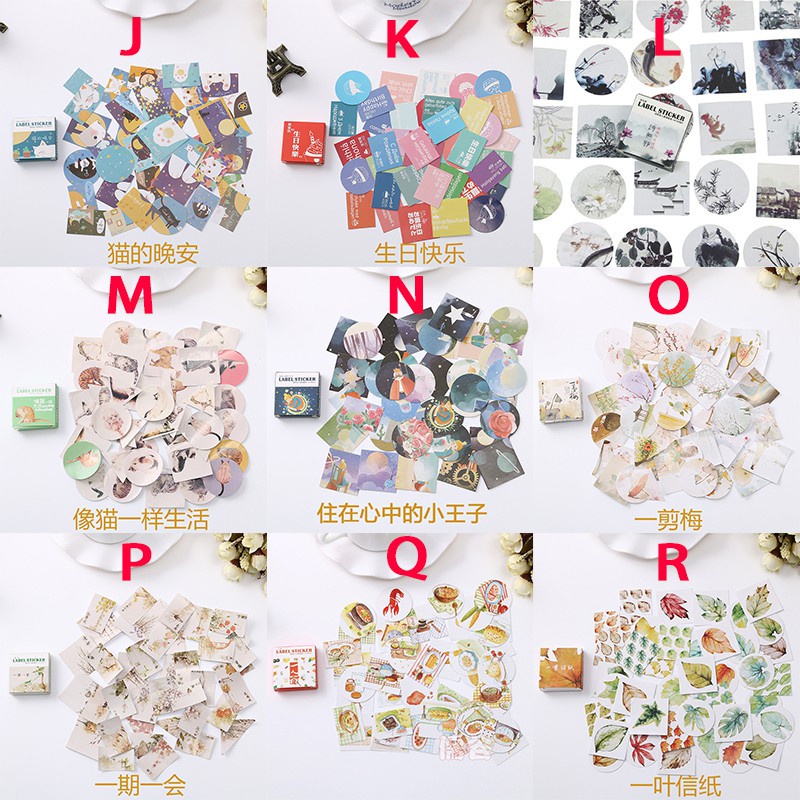 Set 40 Miếng Dán Hoạt Hình Mini Trang Trí Album Ảnh/Sổ Tay