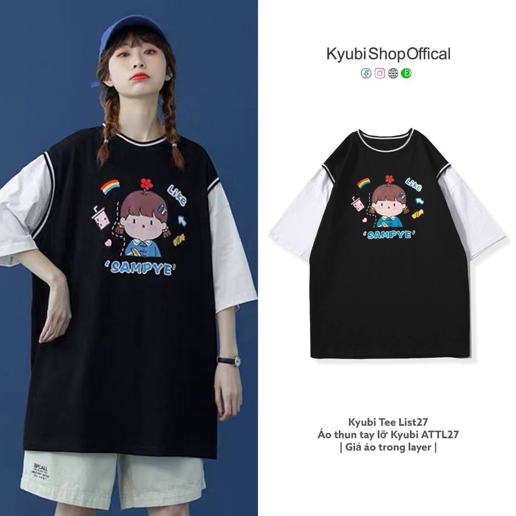 Áo thun bóng rổ layer giả 2 lớp Ulzzang chất cotton phom rộng unisex [Nhiều Mẫu LIST27,Có Mũ] - Tee Kyubi Shop ATTL27