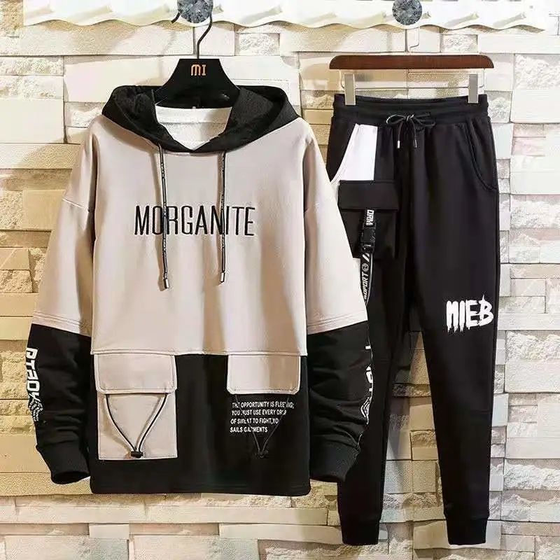 Bộ đồ thể thao áo hoodie tay dài + quần dài dáng rộng thời trang dành cho nam