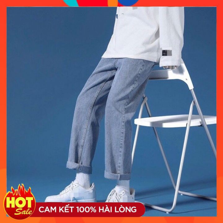 Quần jeans nam ⚡BH 1 ĐỔI 1⚡ quần bò baggy nam ống xuông phong cách Hàn Quốc  2021_HALLO STORE | BigBuy360 - bigbuy360.vn