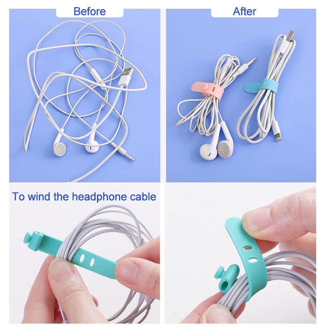 1 Dây Quấn Bảo Vệ Dây Cáp Sạc / Tai Nghe / Bàn Phím / Chuột Máy Tính Bằng silicon Tiện Dụng Giá Đỡ