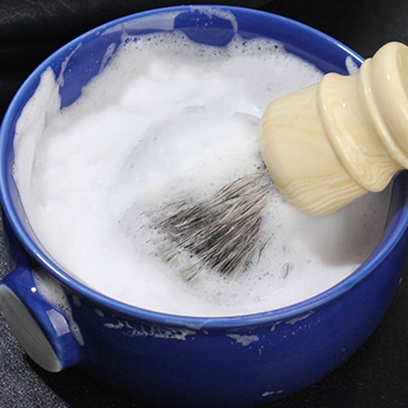 [Hàng mới về] Cốc gốm đựng bọt cạo râu miệng rộng màu xanh hoàng gia cho nam