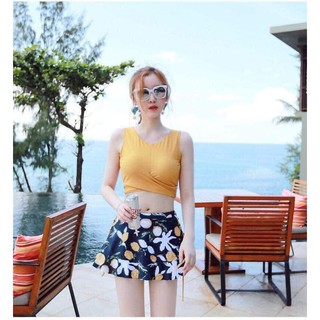 Set biniki 3 chi tiết màu vàng