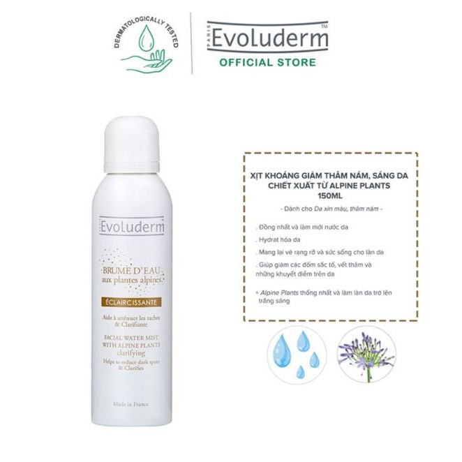 Xịt Khoáng Chiết Xuất Thực Vật Evoluderm Brume Enegisante Eau De Soin Facial Water Mist Energizing 150ml