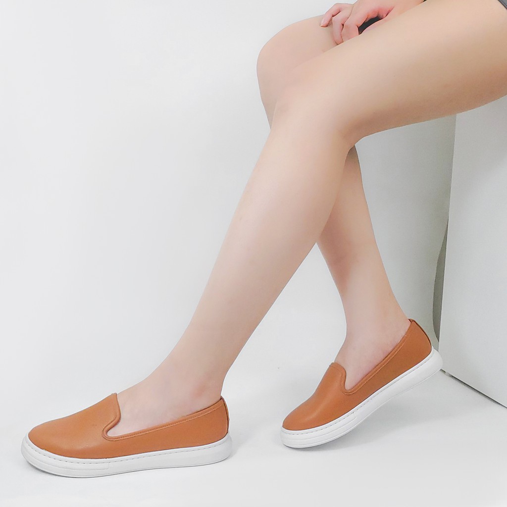 Giày bệt Slip On nữ Da thật cao cấp Da mềm Siêu Nhẹ Siêu Êm HANO - B0755